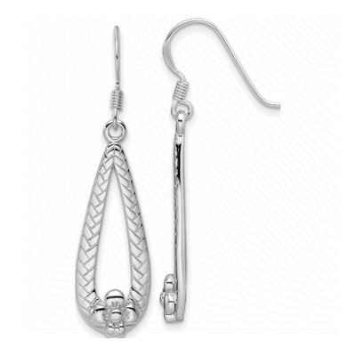 Sterling Silver Teardrop Flower Dangle Earrings