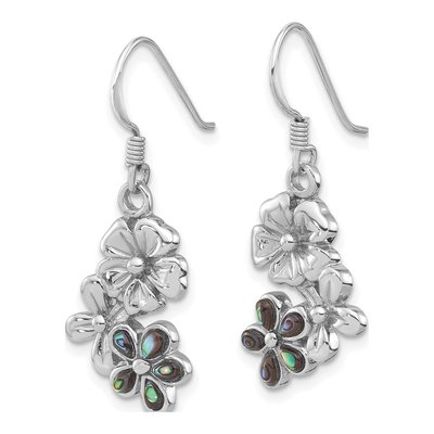 Sterling Silver Abalone Flower Dangle Earrings – view 2