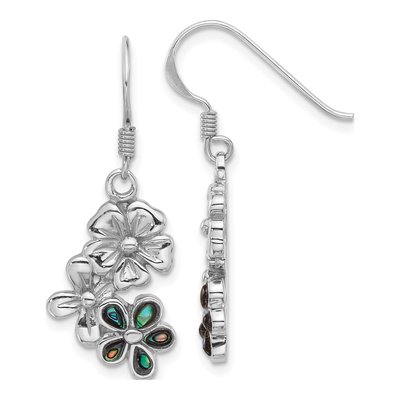 Sterling Silver Abalone Flower Dangle Earrings