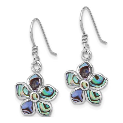 Sterling Silver Abalone Flower Dangle Earrings – view 2