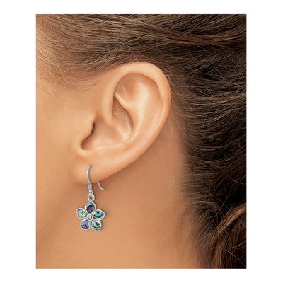 Sterling Silver Abalone Flower Dangle Earrings – view 3