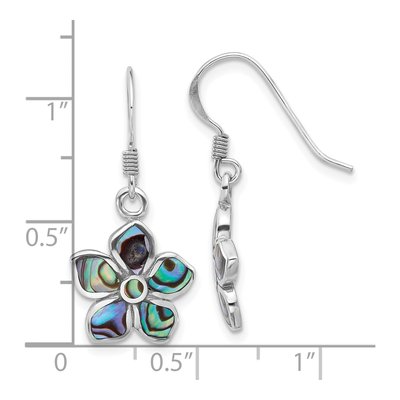 Sterling Silver Abalone Flower Dangle Earrings – view 4