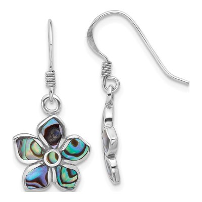 Sterling Silver Abalone Flower Dangle Earrings