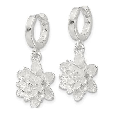 Sterling Silver Lotus Flower Dangle Earrings – view 3