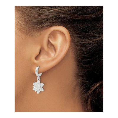 Sterling Silver Lotus Flower Dangle Earrings – view 4