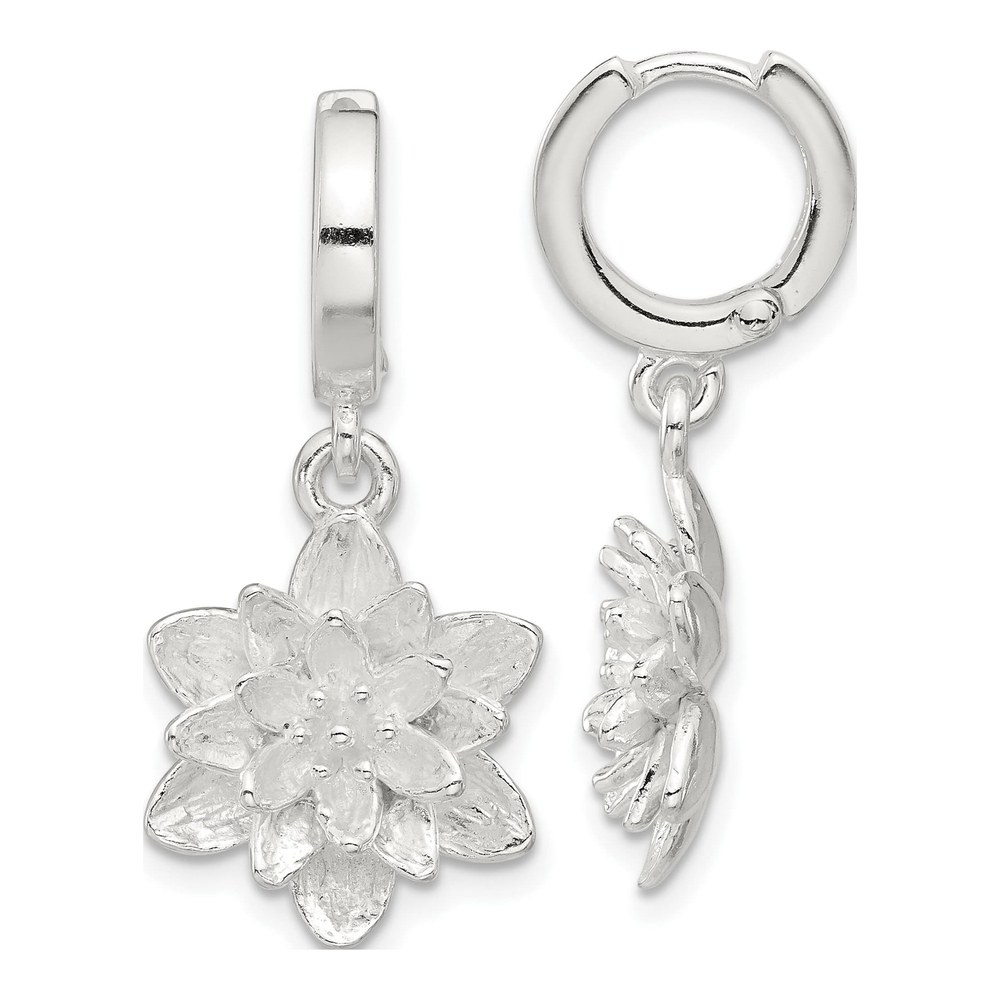 Sterling Silver Lotus Flower Dangle Earrings