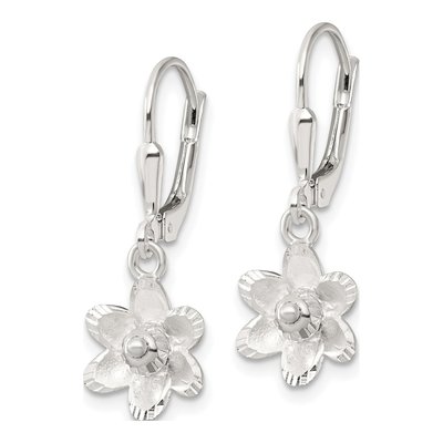 Sterling Silver Floral Leverback Earrings – view 3