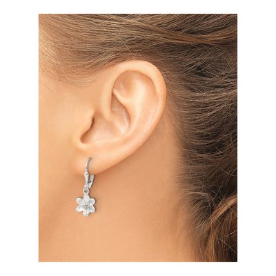 Sterling Silver Floral Leverback Earrings – view 4