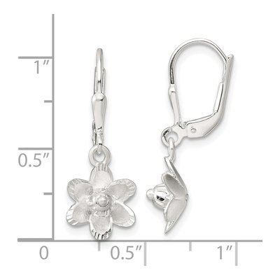 Sterling Silver Floral Leverback Earrings – view 5