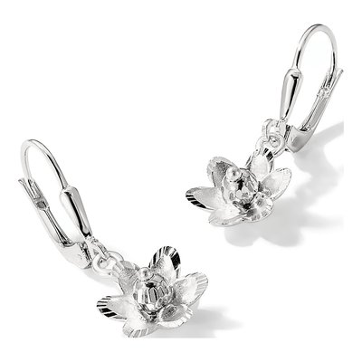 Sterling Silver Floral Leverback Earrings – view 6