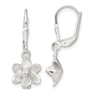 Sterling Silver Floral Leverback Earrings