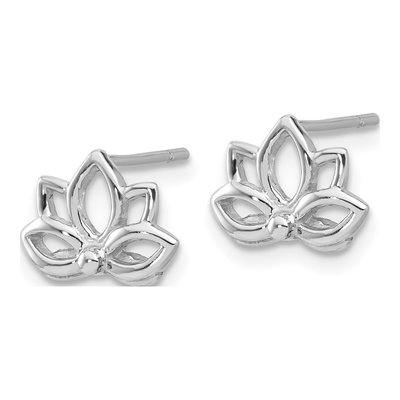 Sterling Silver Lotus Flower Stud Earrings – view 3