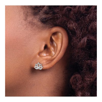 Sterling Silver Lotus Flower Stud Earrings – view 4