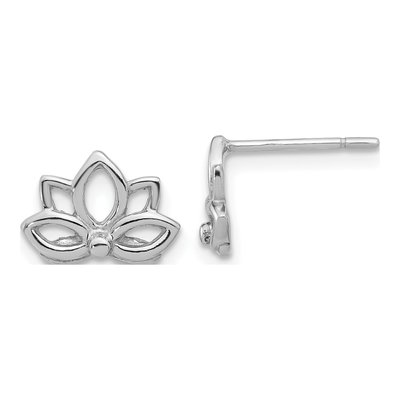 Sterling Silver Lotus Flower Stud Earrings