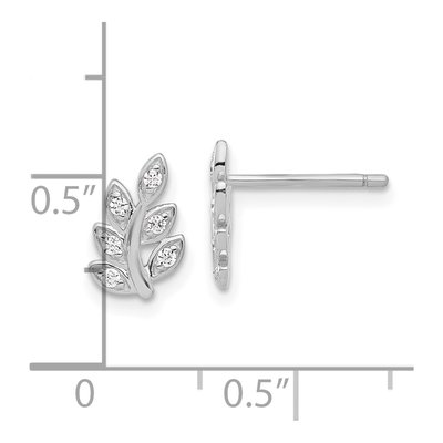 Sterling Silver CZ Leaf Stud Earrings – view 5