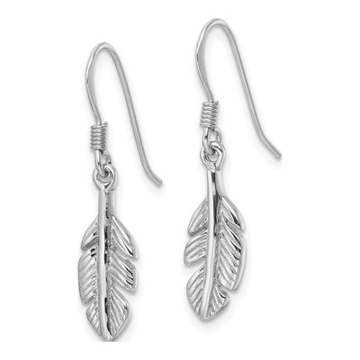 Sterling Silver Feather Dangle Earrings – view 3