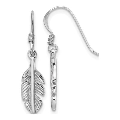 Sterling Silver Feather Dangle Earrings