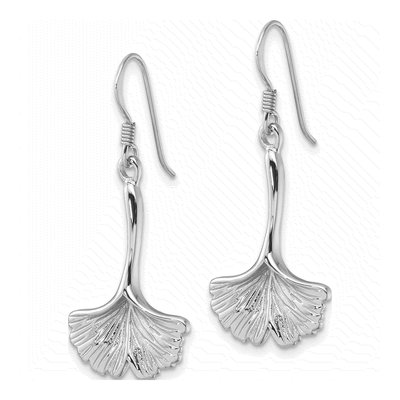 Sterling Silver Ginkgo Leaf Dangle Earrings – view 3