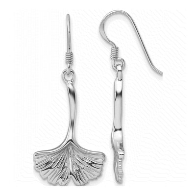 Sterling Silver Ginkgo Leaf Dangle Earrings