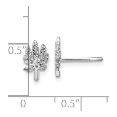 Sterling Silver Textured Leaf Stud Earrings – view 5