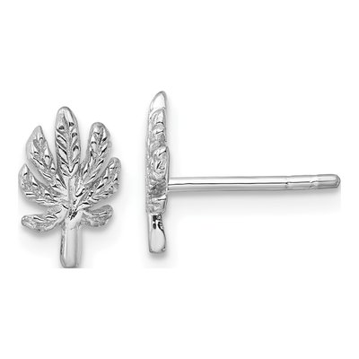 Sterling Silver Textured Leaf Stud Earrings