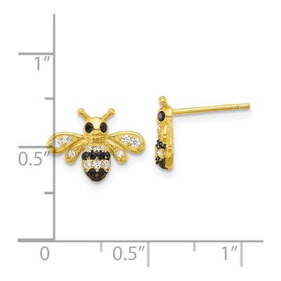 Gold-Plated Sterling Silver CZ Bee Stud Earrings – view 5