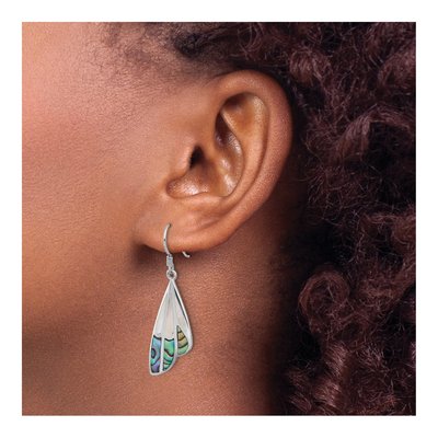 Sterling Silver Mother of Pearl Abalone MOP Butterfly Wing Dangle Earrings – view 3