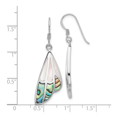 Sterling Silver Mother of Pearl Abalone MOP Butterfly Wing Dangle Earrings – view 4