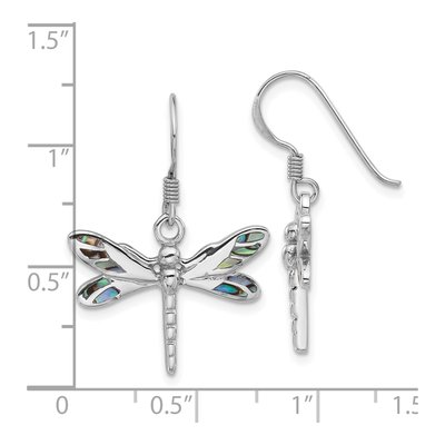 Sterling Silver Abalone Dragonfly Dangle Earrings – view 4