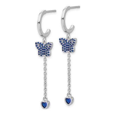 Sterling Silver CZ Butterfly Heart Dangle Earrings – view 3