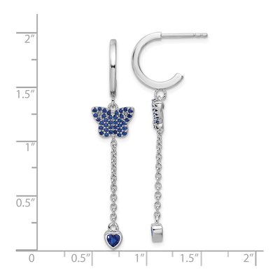 Sterling Silver CZ Butterfly Heart Dangle Earrings – view 5