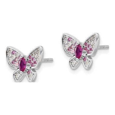 Sterling Silver CZ Butterfly Stud Earrings – view 3