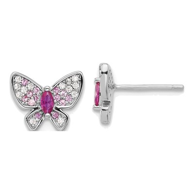 Sterling Silver CZ Butterfly Stud Earrings