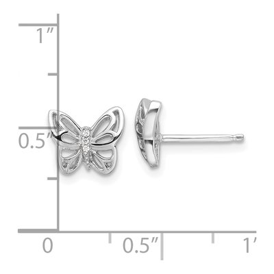 Sterling Silver CZ Butterfly Stud Earrings – view 5
