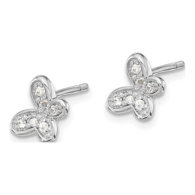 Sterling Silver CZ Butterfly Stud Earrings – view 3