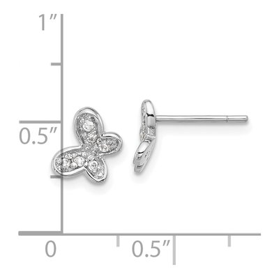 Sterling Silver CZ Butterfly Stud Earrings – view 5