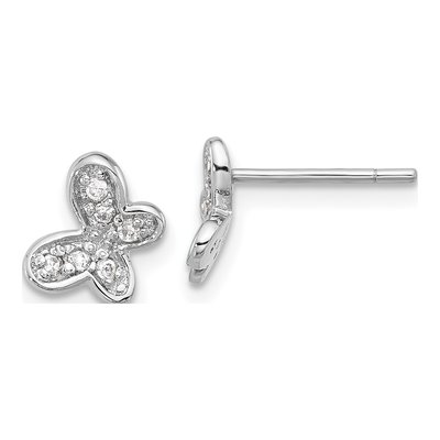 Sterling Silver CZ Butterfly Stud Earrings