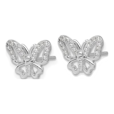 Sterling Silver CZ Butterfly Stud Earrings – view 3