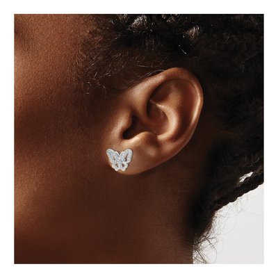 Sterling Silver CZ Butterfly Stud Earrings – view 4