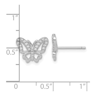 Sterling Silver CZ Butterfly Stud Earrings – view 5