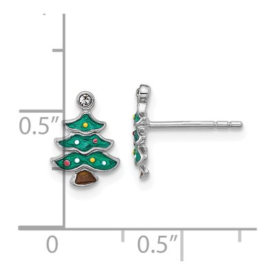 Sterling Silver Crystal Christmas Tree Stud Earrings – view 5