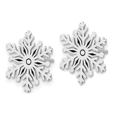 Sterling Silver Enamel Snowflake Stud Earrings – view 3
