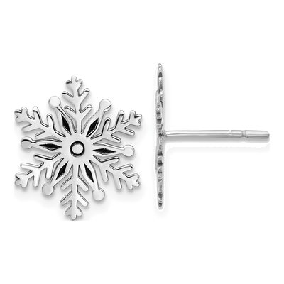 Sterling Silver Enamel Snowflake Stud Earrings
