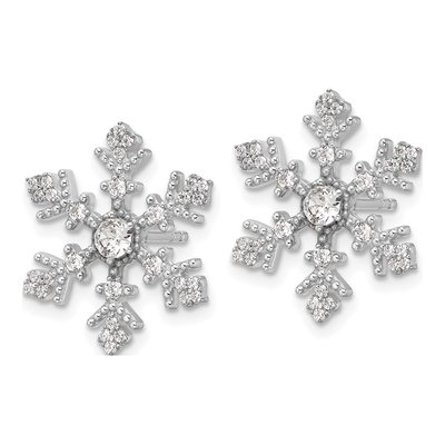 Sterling Silver Crystal & CZ Snowflake Stud Earrings – view 3