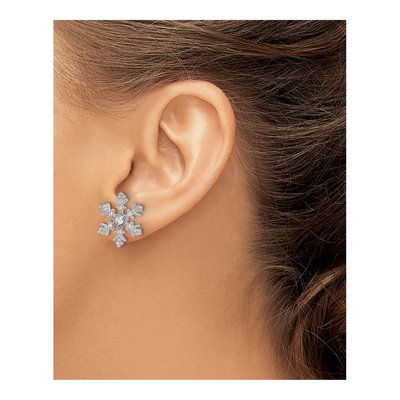 Sterling Silver Crystal & CZ Snowflake Stud Earrings – view 4