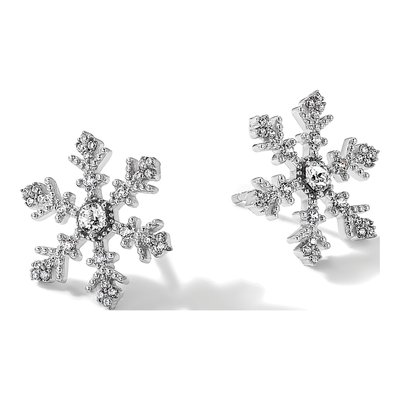 Sterling Silver Crystal & CZ Snowflake Stud Earrings – view 6