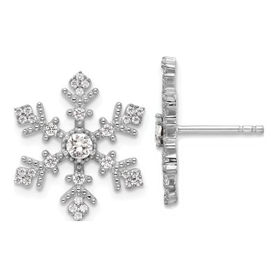Sterling Silver Crystal & CZ Snowflake Stud Earrings