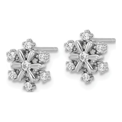Sterling Silver CZ Snowflake Stud Earrings – view 3