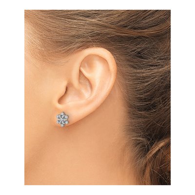 Sterling Silver CZ Snowflake Stud Earrings – view 4