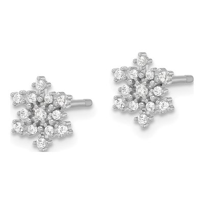 Sterling Silver CZ Snowflake Stud Earrings – view 3